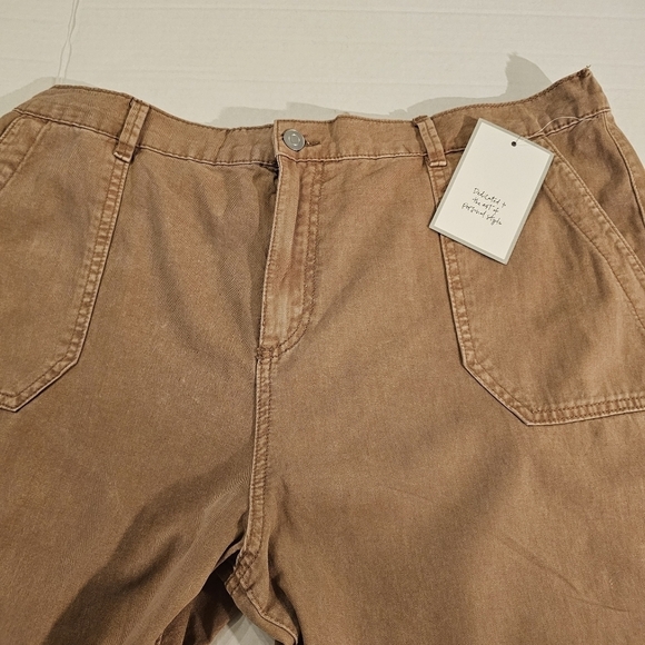NWT Calligraphie Elastic Waist/Zip & Button Long Pant XL Brown - Picture 4 of 10